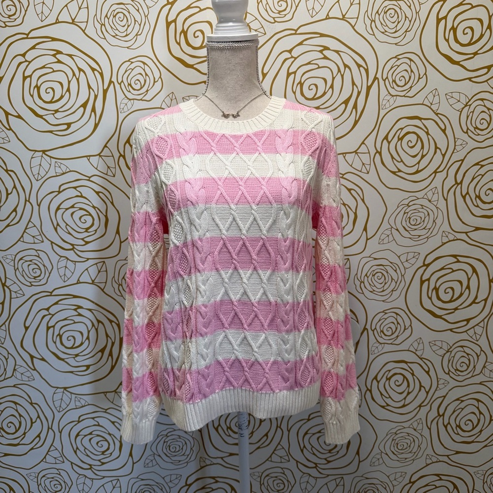 NWT Lands end drifter cotton cable crewneck sweater - Picture 1 of 5